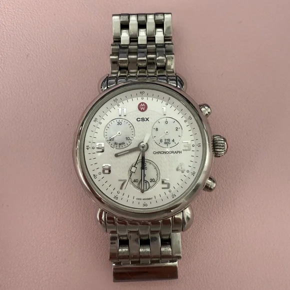Michele | Accessories | Csx Silver Chronograph Watch | Poshmark